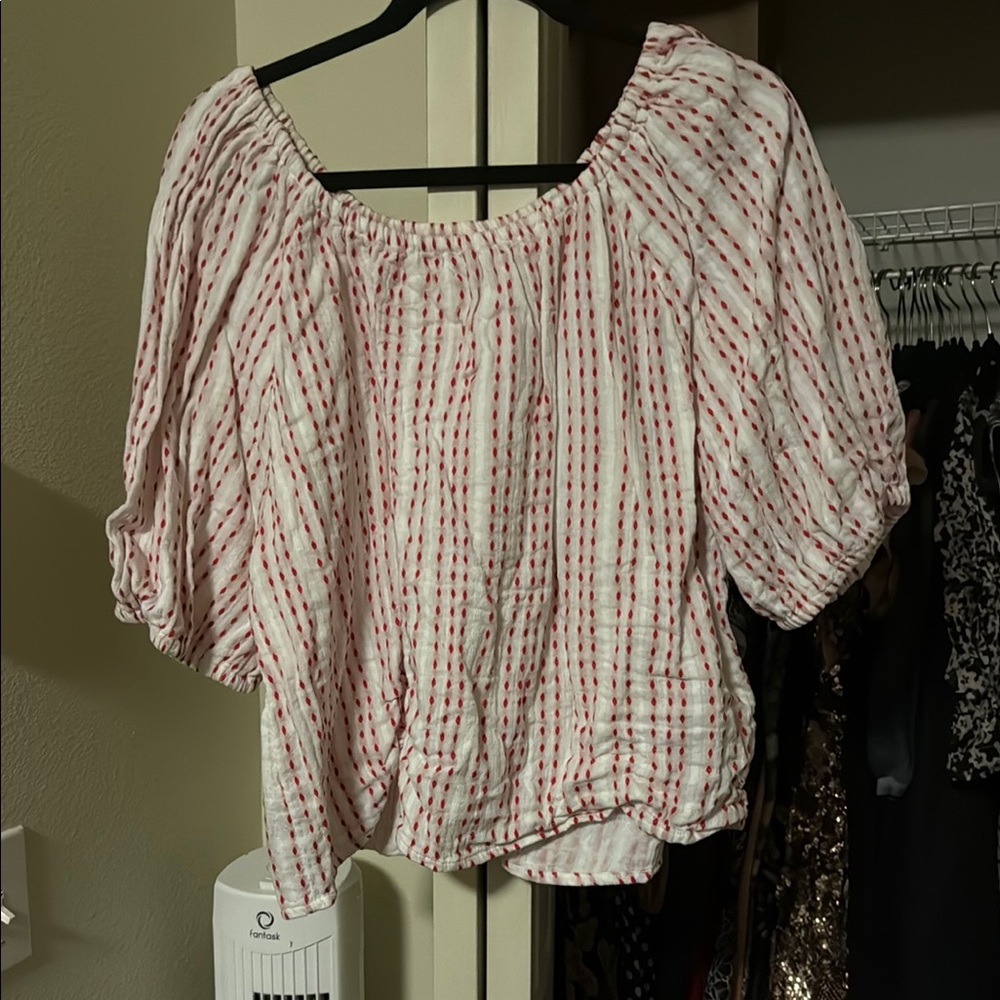 Striped Red and White Women's Top